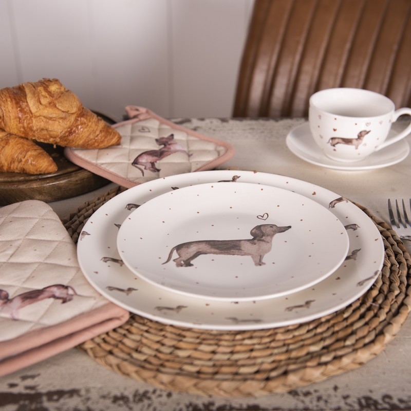 Porcelánový dezertní talíř s jezevčíky Dachshund Love - Ø 20cm