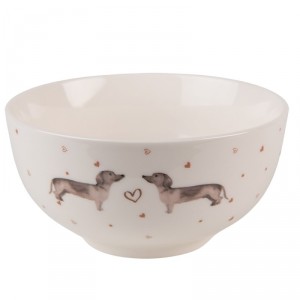 Porcelánová miska s jezevčíkem Dachshund Love - Ø 14*7 cm