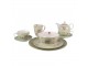 Zelený porcelánový Tea for One s květy a ptáčkem Cheerful Birdie - 16*15*14cm/ 460ml