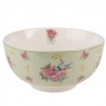 Zelená porcelánová miska s květy a ptáčkem Cheerful Birdie - Ø 14*7 cm/ 500ml Barva: zelená/ přírodní bílá / růžováMateriál: porcelán
