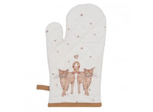 Béžová bavlněná chňapka - rukavice s kočičkami Kitty Cats - 18*30 cm