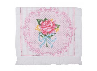 Bílý kuchyňský froté ručník s růží - 40*66 cm
