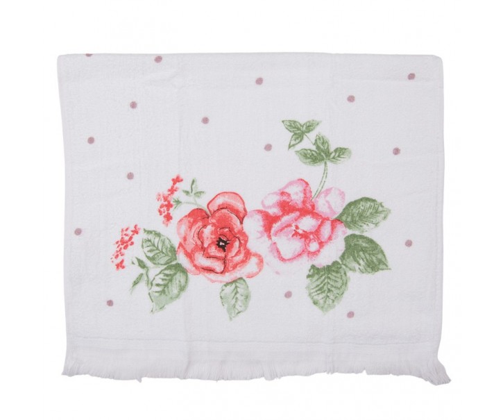 Bílý kuchyňský froté ručník s růžemi - 40*66 cm