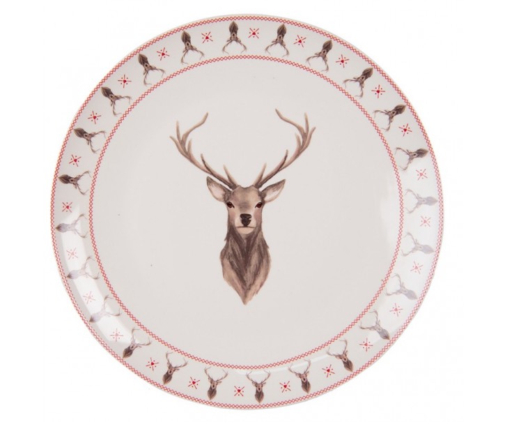 Porcelánový jídelní talíř s jelenem Cosy Lodge - Ø 26cm