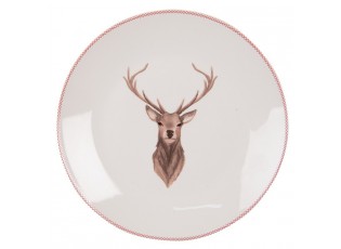 Porcelánový dezertní talíř s jelenem Cosy Lodge - Ø 20cm