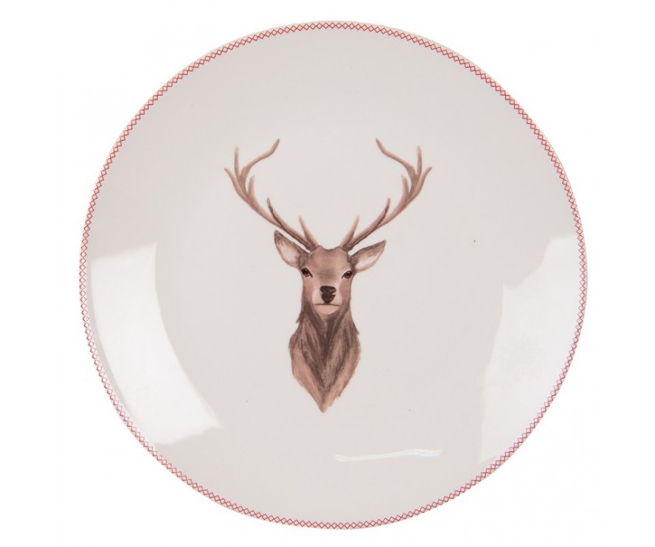 Porcelánový dezertní talíř s jelenem Cosy Lodge - Ø 20cm