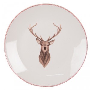 Porcelánový dezertní talíř s jelenem Cosy Lodge - Ø 20cm