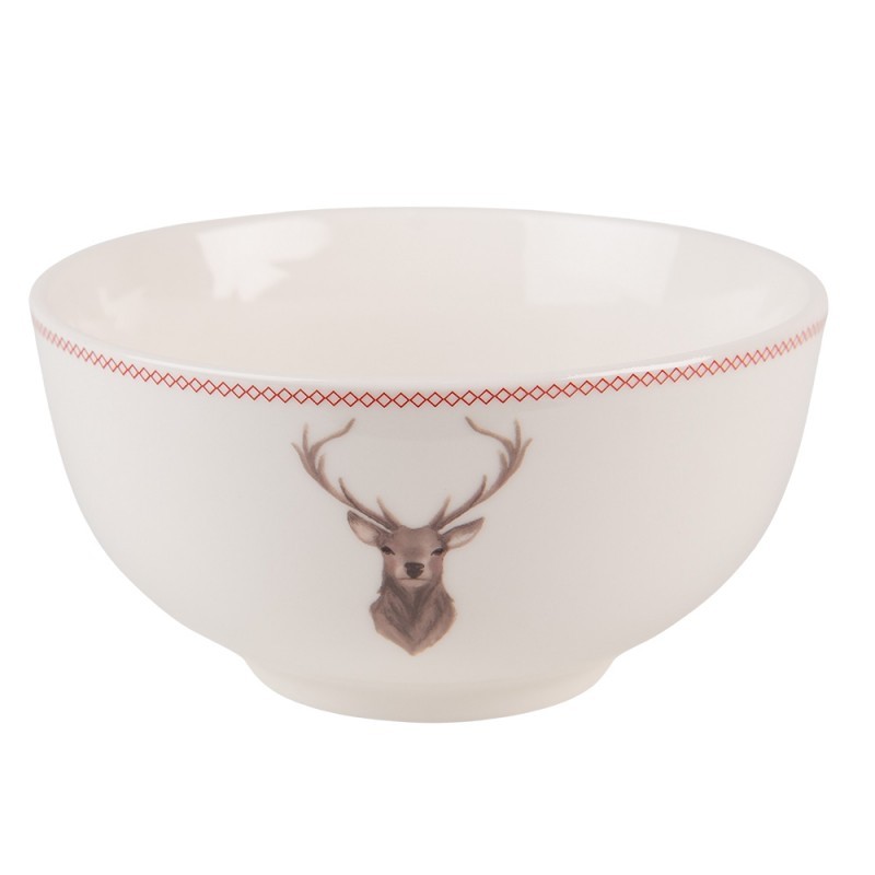 Porcelánová miska s jelenem Cosy Lodge - Ø 14*7cm/ 500ml