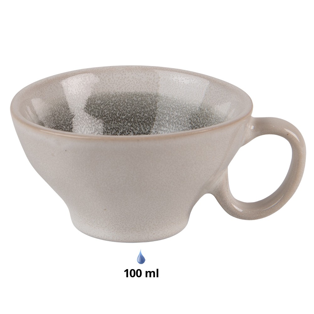 Šedo-zelený keramický šálek s podšálkem - 10*8*5 cm / Ø 14*1 cm / 100 ml