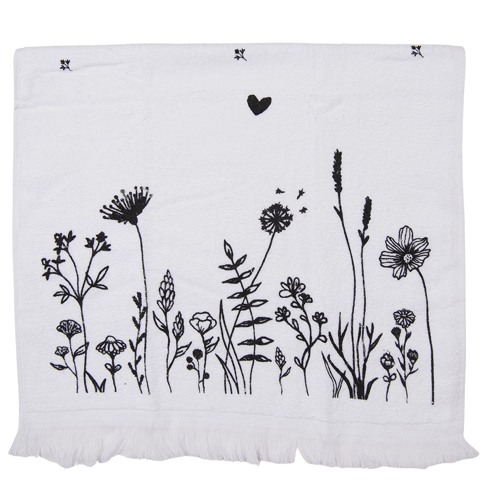 Froté kuchyňský ručník s lučními květy Flora And Fauna - 40*66 cm Clayre & Eef