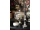 Stříbrný antik skleněný svícen na čajovou svíčku - Ø 11*8 cm