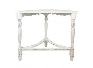 Bílý antik dřevěný odkládací stůl s vyřezáváním a zdobením Loiré - 106*48*87 cm