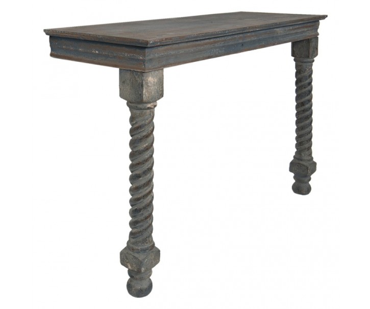 Modro-hnědý antik konzolový stůl ke zdi Emilié - 123*41*83 cm