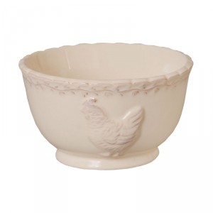 Béžová keramická miska s dekorem slepičky Chicken Rustic - Ø 13 * 8 cm