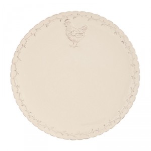 Béžový keramický jídelní talíř s dekorem slepičky Chicken Rustic - Ø 26cm