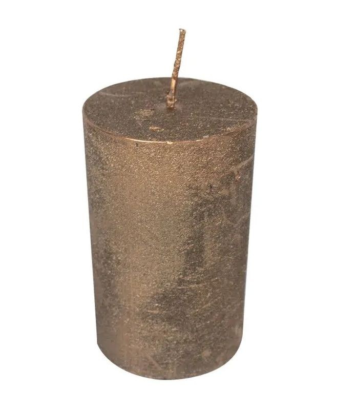 Měděná metalická nevonná svíčka válec S - Ø 5*8cm BRKK58