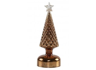 Bronzový svítící skleněný vánoční stromek Led S - Ø 8*23 cm