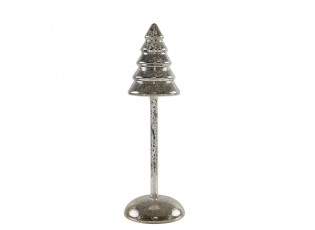 Stříbrný svítící skleněný vánoční stromek Led M - Ø 9*30 cm