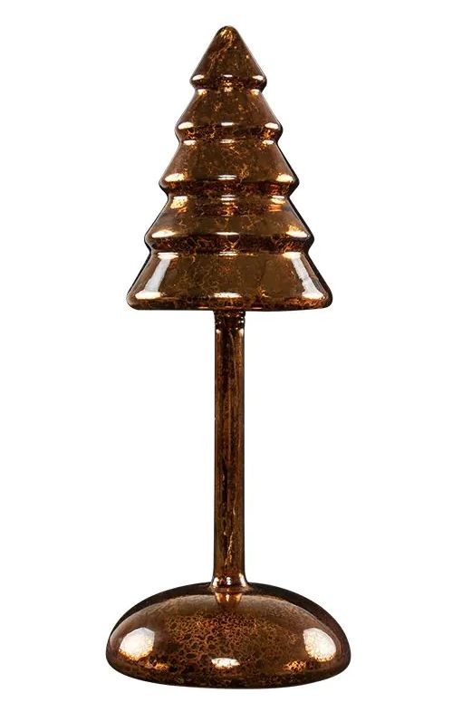 Levně Bronzový svítící skleněný vánoční stromek Led S - Ø 9*25 cm BHLKBR25