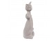 Šedo-béžová dekorace sousoší kočky - 14*10*32 cm
