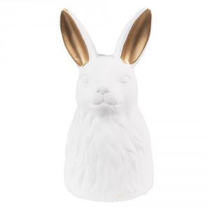 Bílá keramická dekorace socha králíka - 11*11*21 cm