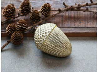 Zlatá antik skleněná ozdoba žalud - Ø 6*9 cm