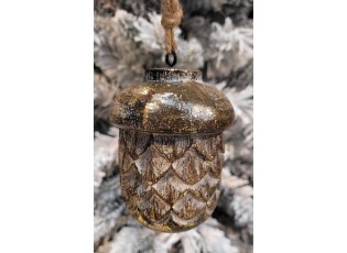 Hnědo-zlatá antik závěsná ozdoba žalud - Ø 8*10 cm