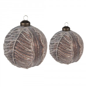 Set 2ks bronzová skleněná vánoční ozdoba koule - Ø 10*10 / Ø 8*8 cm