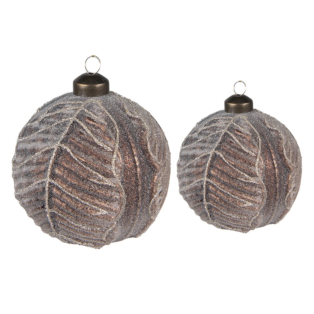 Set 2ks bronzová skleněná vánoční ozdoba koule - Ø 10*10 / Ø 8*8 cm