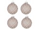 Sada 4ks hnědo-stříbrná vánoční skleněná ozdoba koule - Ø 8*8 cm