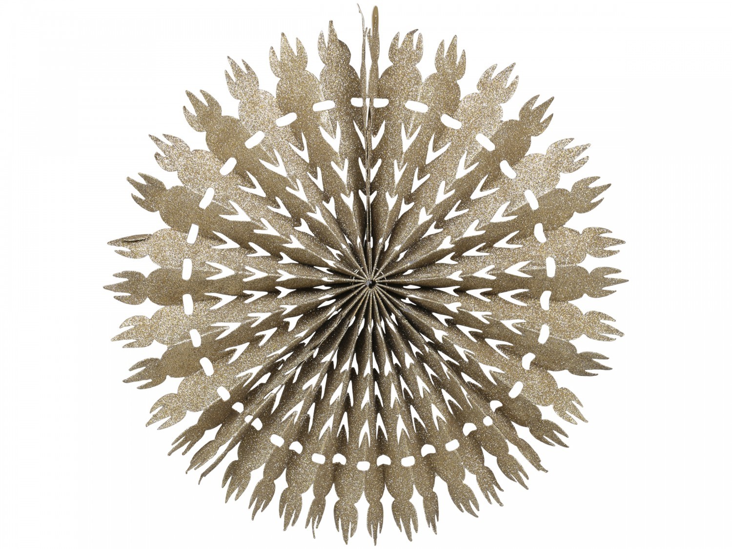 Champagne papírová hvězda Vintage s glitry - 39cm