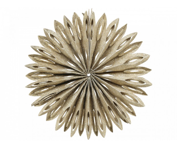 Champagne papírová hvězda Vintage s glitry - 25cm