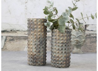 Opálovo-zlatá cementová váza na květiny Noyon - Ø 15*25cm