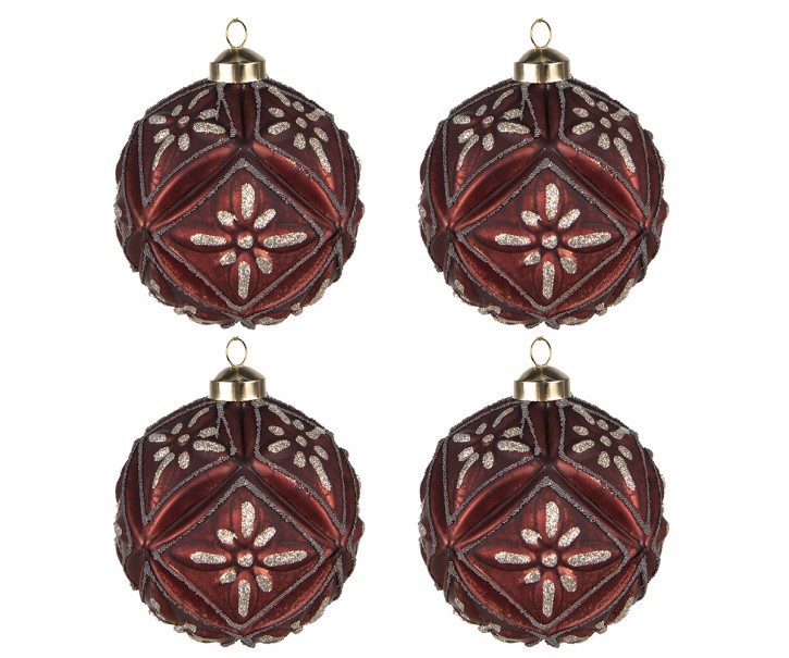 Sada 4ks vínová skleněná ozdoba koule Ornament - Ø 10*10 cm