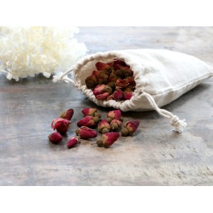 Potpourri růžová sušená poupata ve lněném pytlíčku - 50g