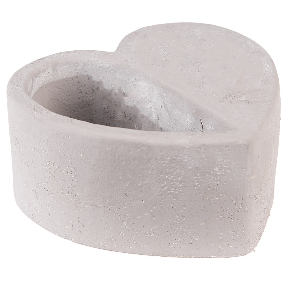 Šedý květináč ve tvaru srdce - 13*13*6 cm