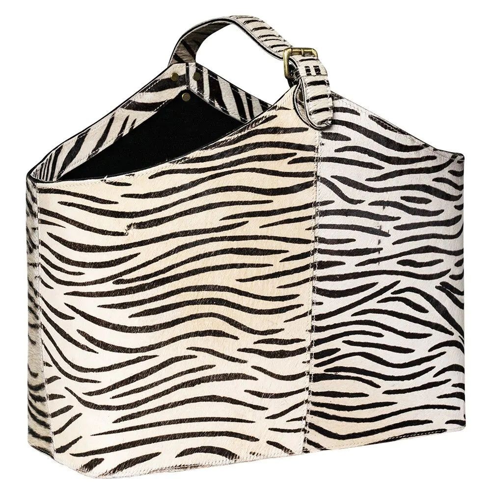 Kožený koš se vzorem Zebra (bos taurus taurus) - 25*28*50cm