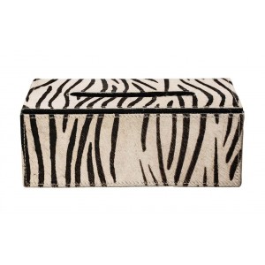 Kožený zásobník na papírové kapesníky Zebra - 25*14*9 cm