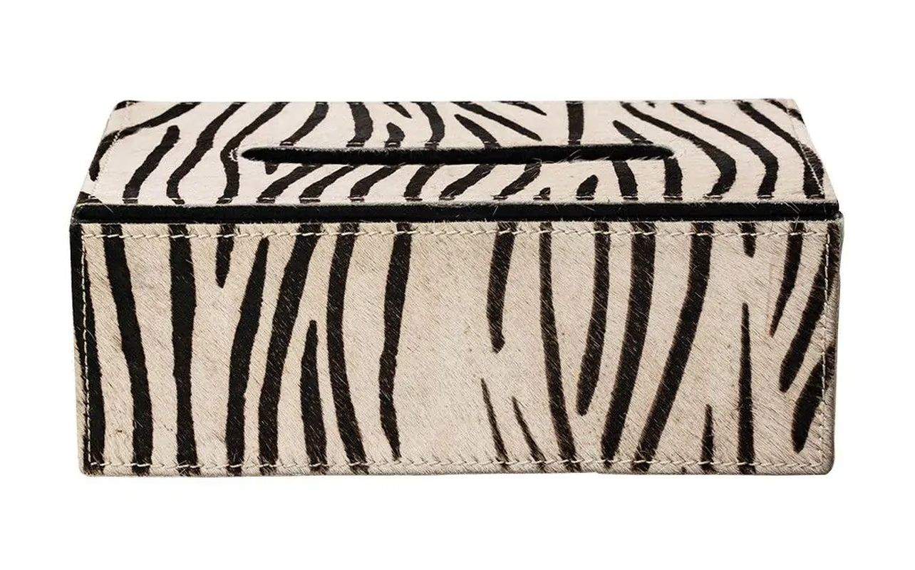 Kožený zásobník na papírové kapesníky Zebra - 25*14*9 cm