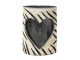 Svícen se srdcem zdobený kůží se vzorem Zebra - 11,5*11,5*16cm