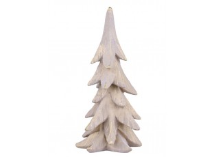 Krémovo-zlatý antik dekorační vánoční stromek Waldy - Ø 14*29cm