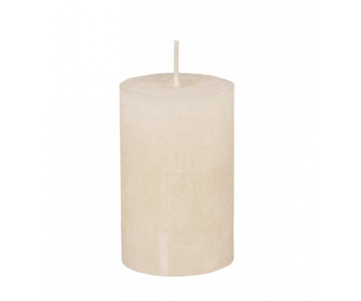 Pudrová široká svíčka Rustic pillar nude - Ø 5 *8cm / 16h