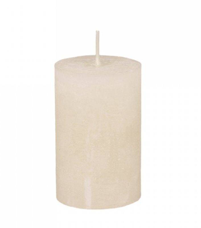 Pudrová široká svíčka Rustic pillar nude - Ø 5 *8cm / 16h Chic Antique