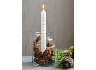 Bílá antik adventní svíčka s čísly Advent Candle - Ø 3*29cm / 20h
