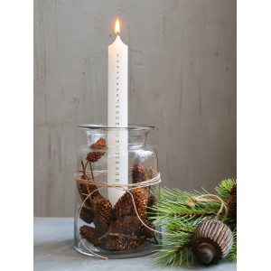 Bílá antik adventní svíčka s čísly Advent Candle - Ø 3*29cm / 20h