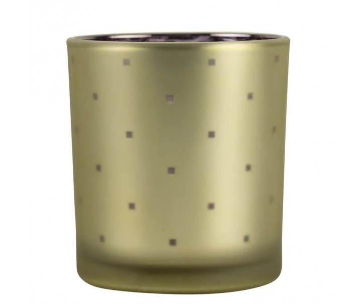 Zlatý skleněný svícen s fialovým vnitřkem vel.S - Ø 7,5*8cm