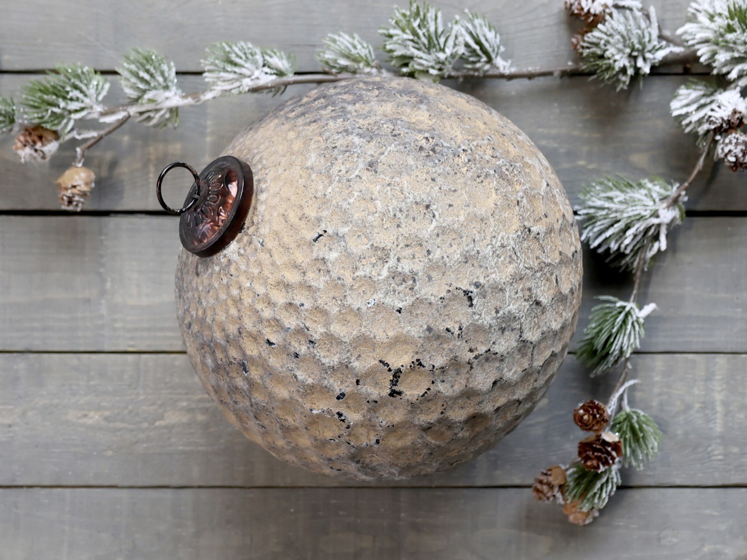 Veliká ozdoba s patinou skleněná koule Bauble antique - Ø 21cm