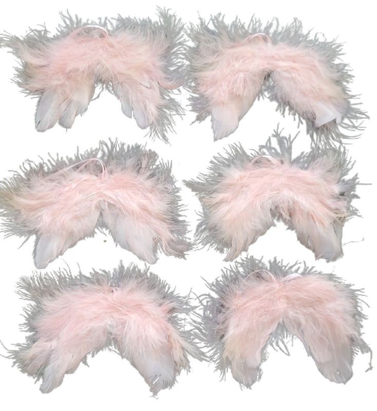 Set 6ks růžová andělská křídla z peříček - 10*10 cm