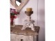 Béžový antik dřevěný svícen s kovovou ozdobou - Ø 25*34 cm