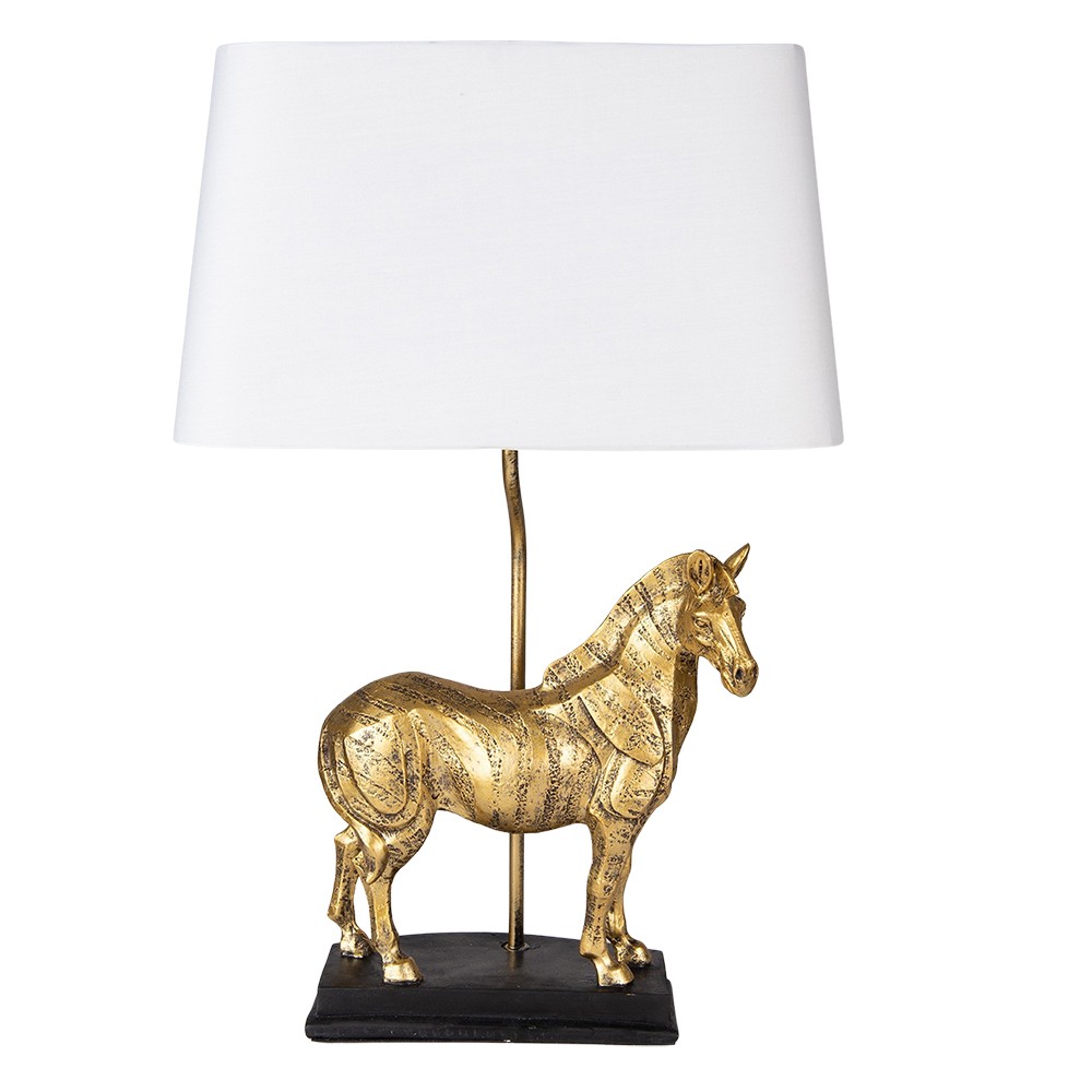 Stolní lampa se zlatou dekorací koně Horse golden - 35*18*55 cm E27/max 1*60W Clayre & Eef